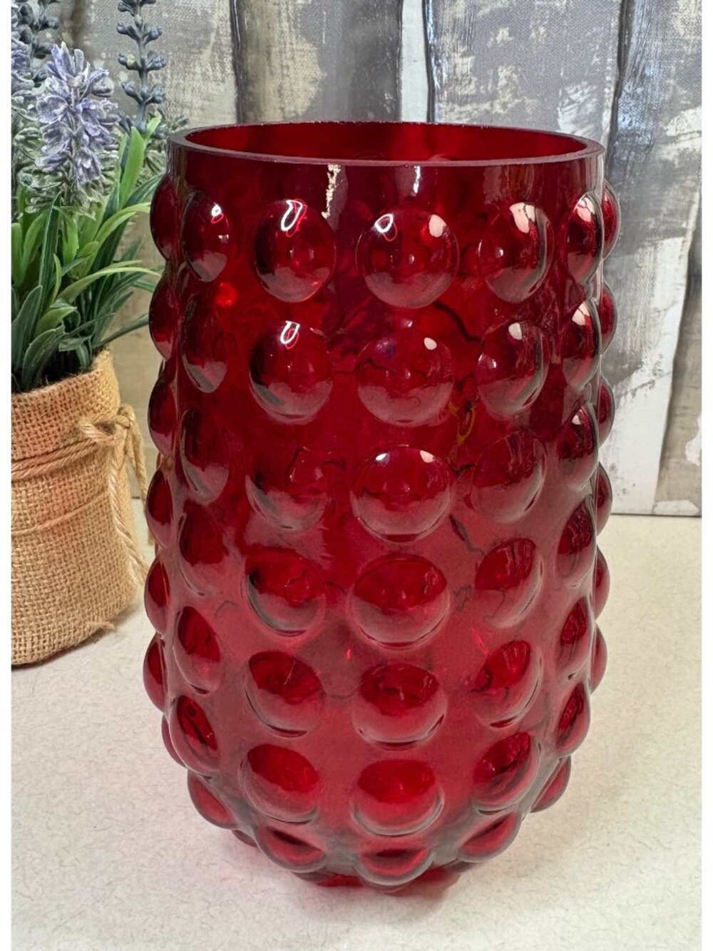 Anchor Hocking Vintage Royal Ruby Red Bubble Vase